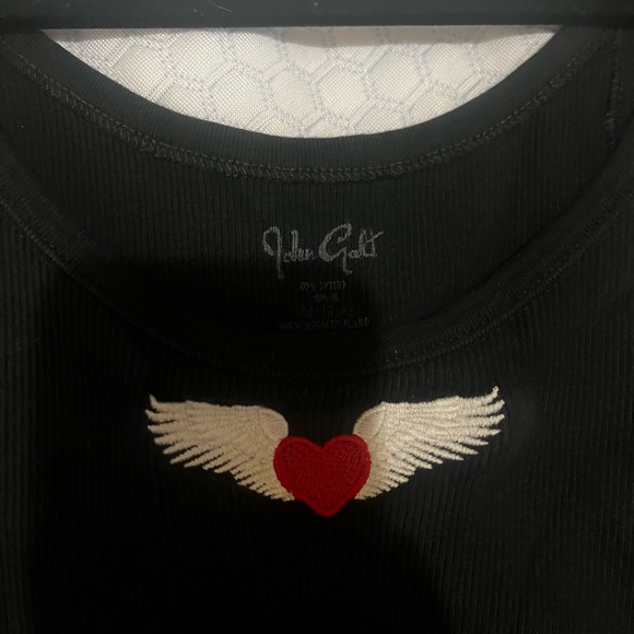 black crop tank top with red heart from pacsun - Picture 3 of 3